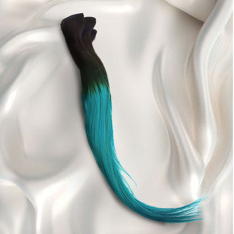 persian blue highlighted clip-in streaks